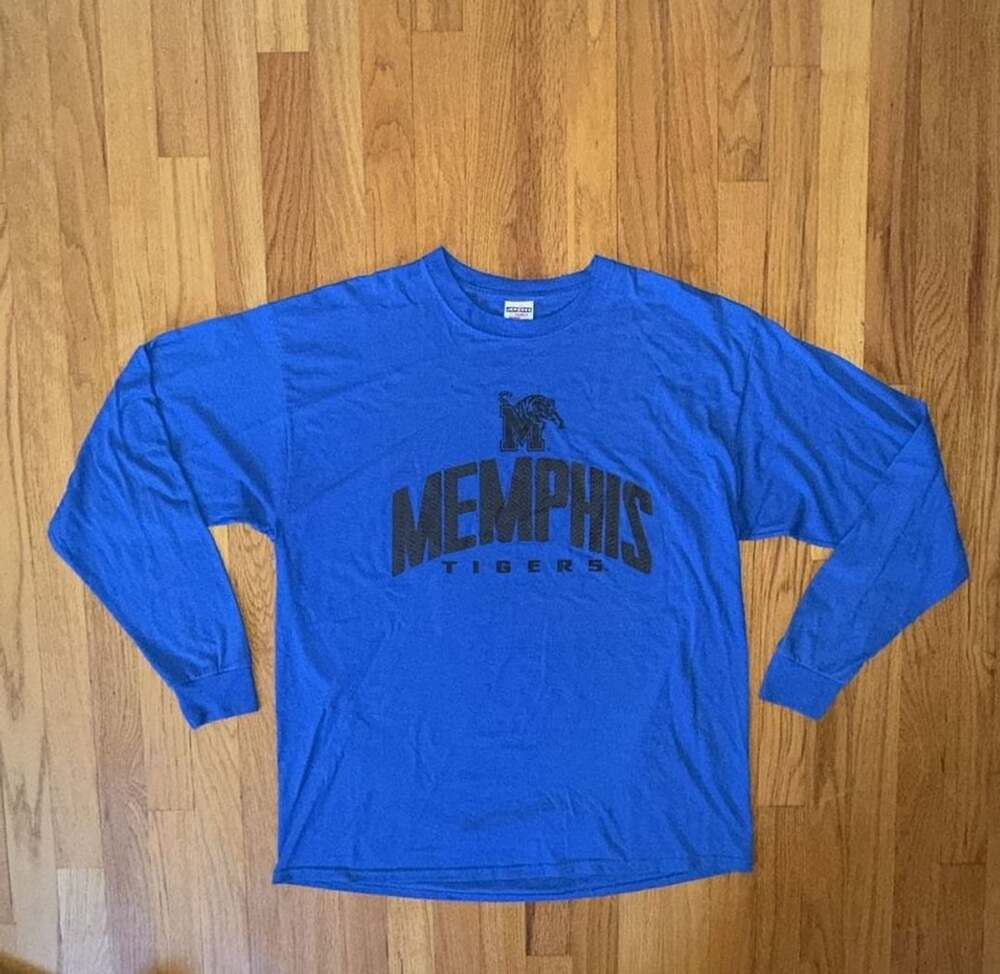 Vintage Jerzees Memphis Tigers Long Sleeve T-Shirt Men’s XL Blue NCAA Football